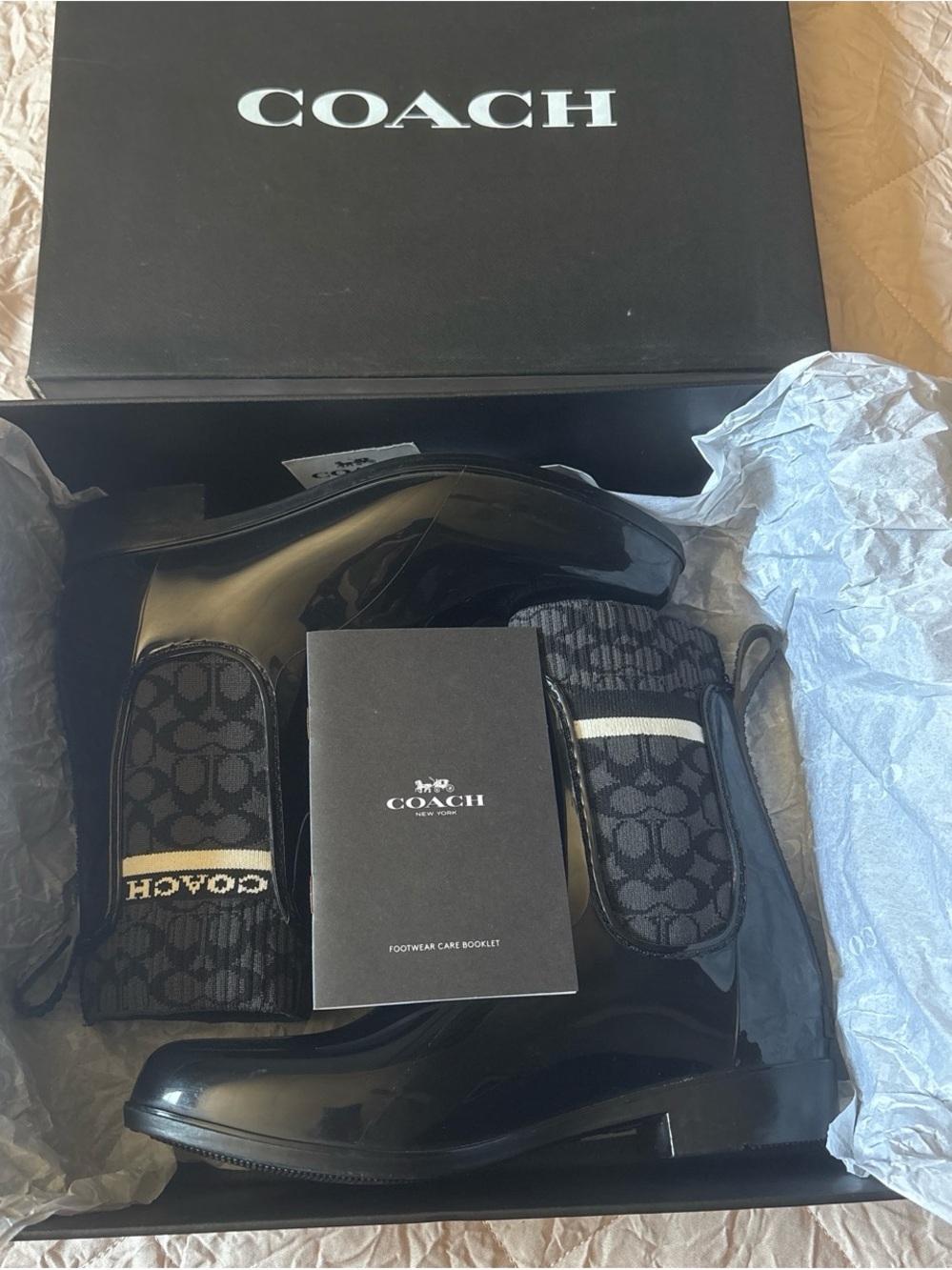 Coach Black Rivington Rubber Ankle Boots